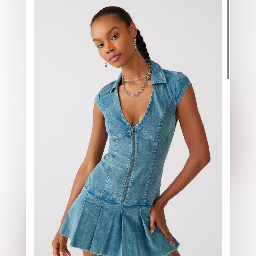 Urban Outfitters jazzy corduroy mini dress, blue